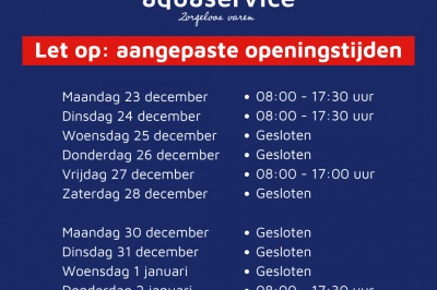 Let op, aangepaste openingstijden in de kerstvakantie!