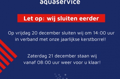 Let op: wij sluiten vrijdag eerder!