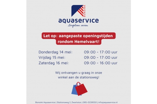 👉Aangepaste openingstijden rondom hemelvaart!
